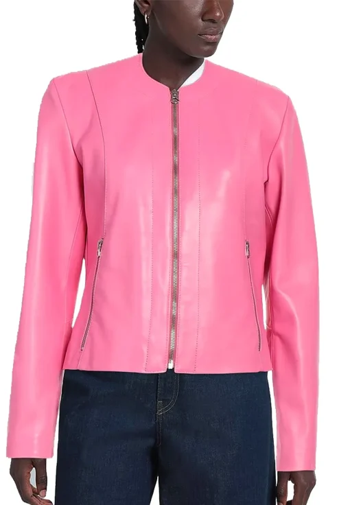 womens-round-collar-pink-faux-leather-jacket
