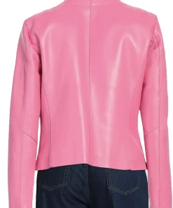womens-round-collar-pink-faux-leather-jacket