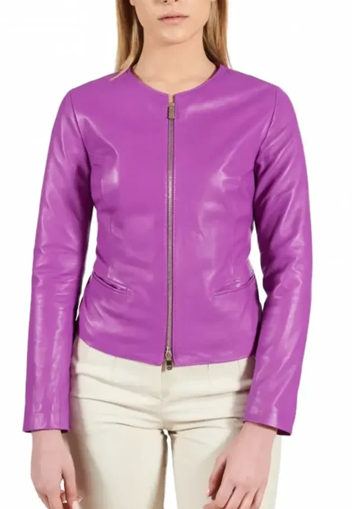 womens-round-collar-purple-faux-leather-jacket