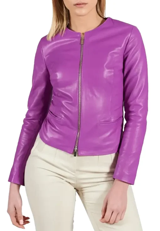 womens-round-collar-purple-faux-leather-jacket