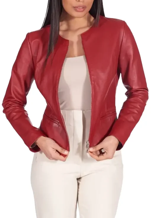 womens-round-collar-red-faux-leather-jacket