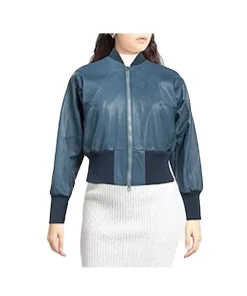 womens-slate-blue-faux-leather-bomber-jacket
