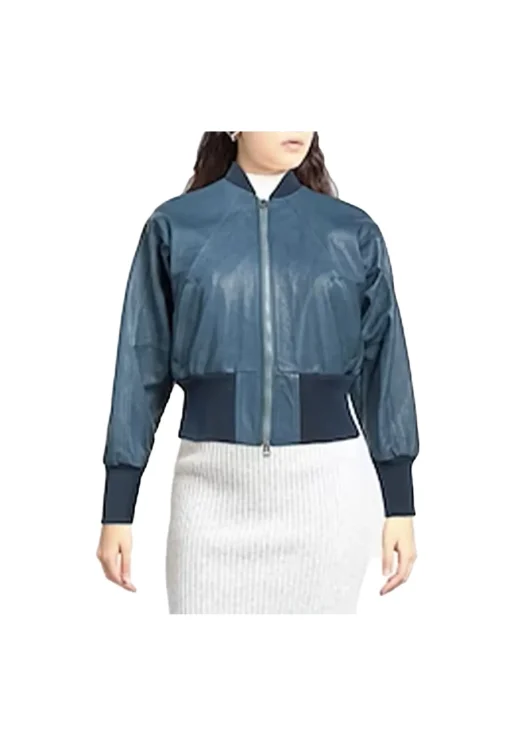 womens-slate-blue-faux-leather-bomber-jacket
