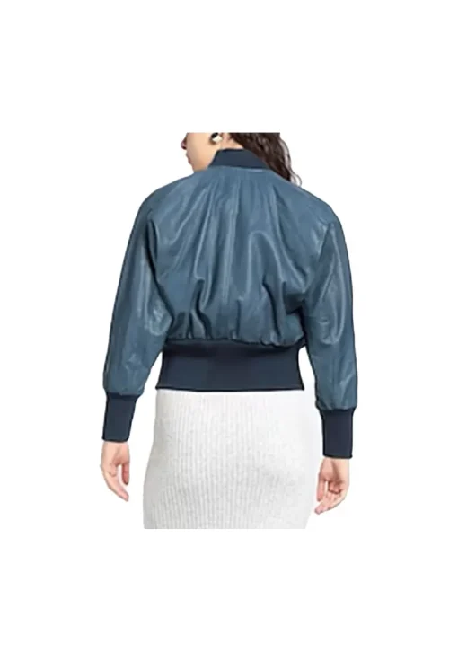 womens-slate-blue-faux-leather-bomber-jacket