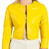 womens-yellow-faux-leather-bolero-jacket