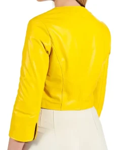womens-yellow-faux-leather-bolero-jacket