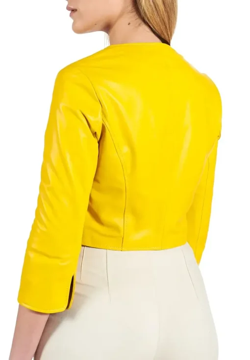 womens-yellow-faux-leather-bolero-jacket
