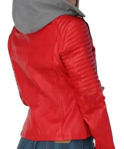 womens-quilted-red-faux-leather-jacket-with-gray-hood