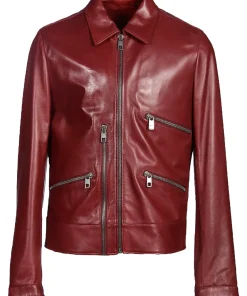 mens-classic-collar-burgundy-faux-leather-biker-jacket