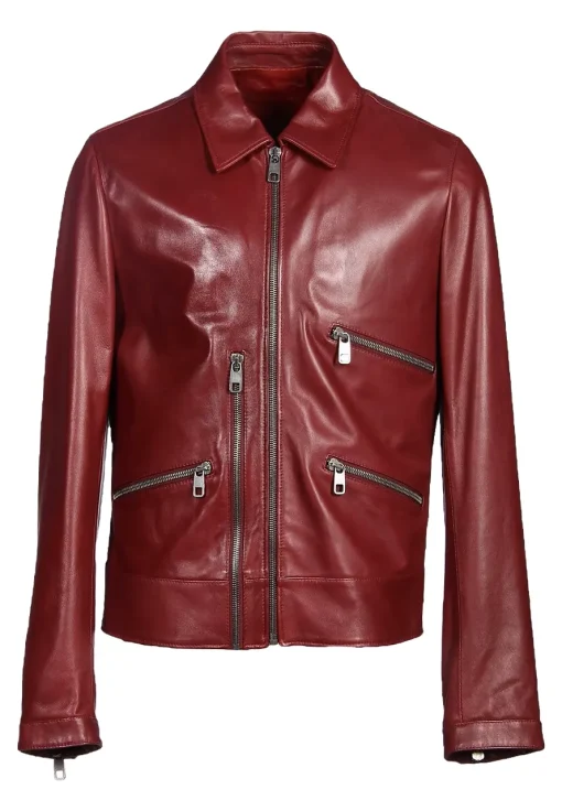 mens-classic-collar-burgundy-faux-leather-biker-jacket