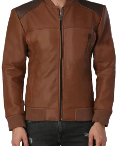 mens-faux-leather-brown-bomber-jacket