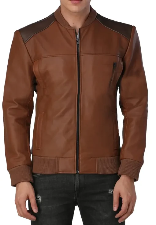 mens-faux-leather-brown-bomber-jacket