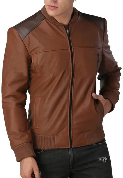 mens-faux-leather-brown-bomber-jacket