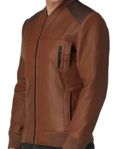 mens-faux-leather-brown-bomber-jacket