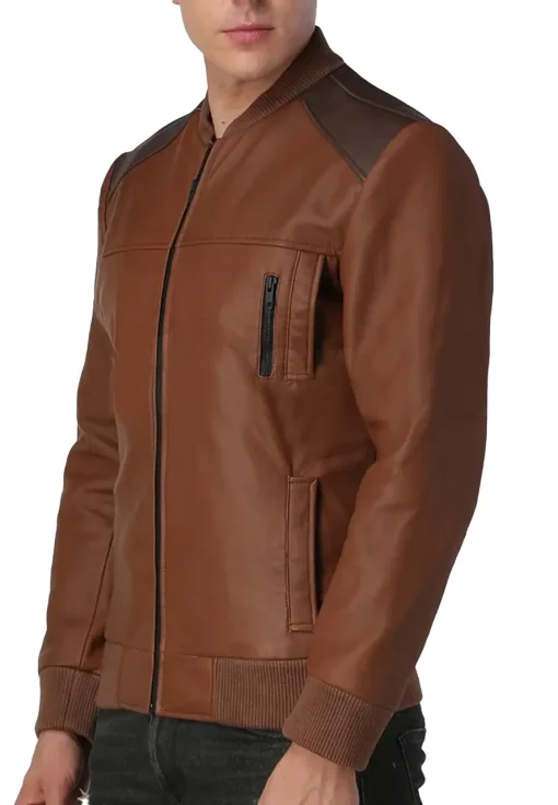 mens-faux-leather-brown-bomber-jacket