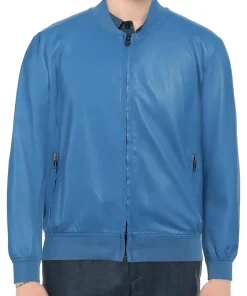 mens-grained-blue-faux-leather-bomber-jacket