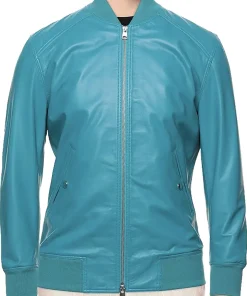 mens-sky-blue-faux-leather-bomber-jacket