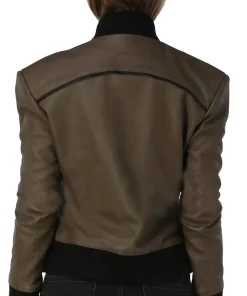 womens-army-green-faux-leather-bomber-jacket