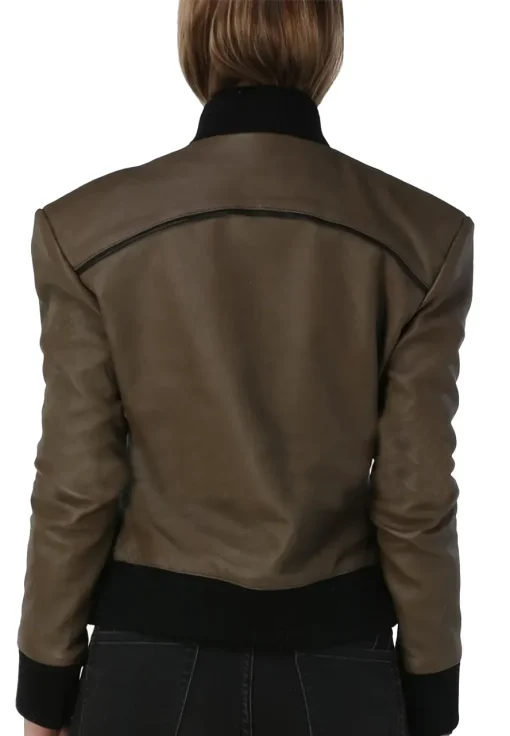 womens-army-green-faux-leather-bomber-jacket