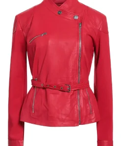 womens-asymmetrical-red-faux-leather-belted-biker-jacket
