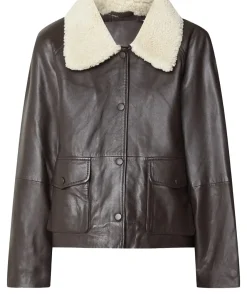womens-banto-dark-brown-faux-leather-fur-collar-jacket