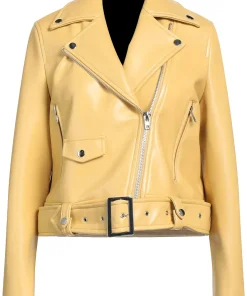 womens-biker-yellow-faux-leather-belted-jacket