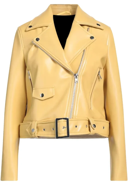 womens-biker-yellow-faux-leather-belted-jacket