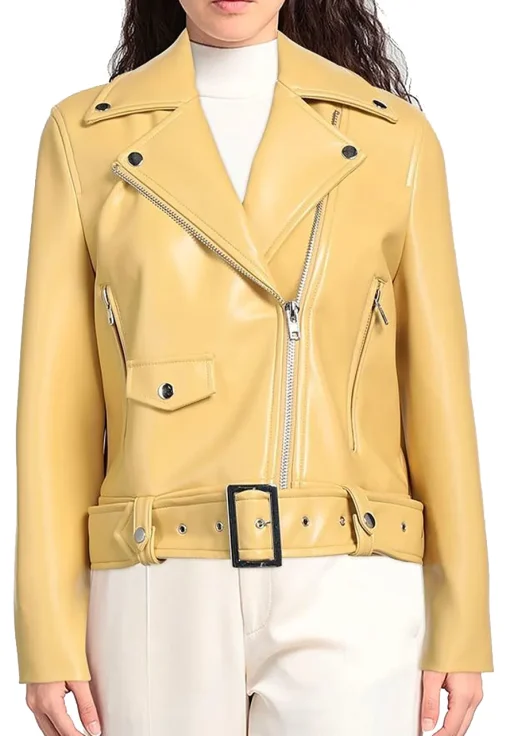 womens-biker-yellow-faux-leather-belted-jacket