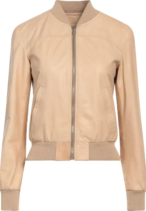 womens-bomber-beige-faux-leather-jacket