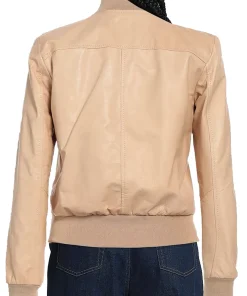 womens-bomber-beige-faux-leather-jacket