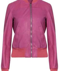 womens-bomber-fuchsia-faux-leather-jacket