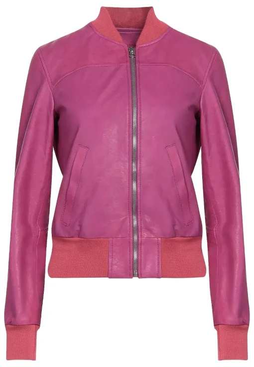 womens-bomber-fuchsia-faux-leather-jacket