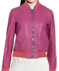 womens-bomber-fuchsia-faux-leather-jacket