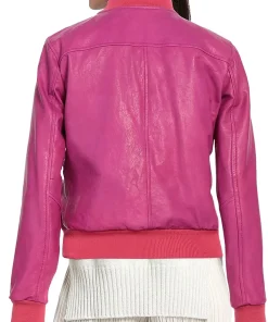 womens-bomber-fuchsia-faux-leather-jacket