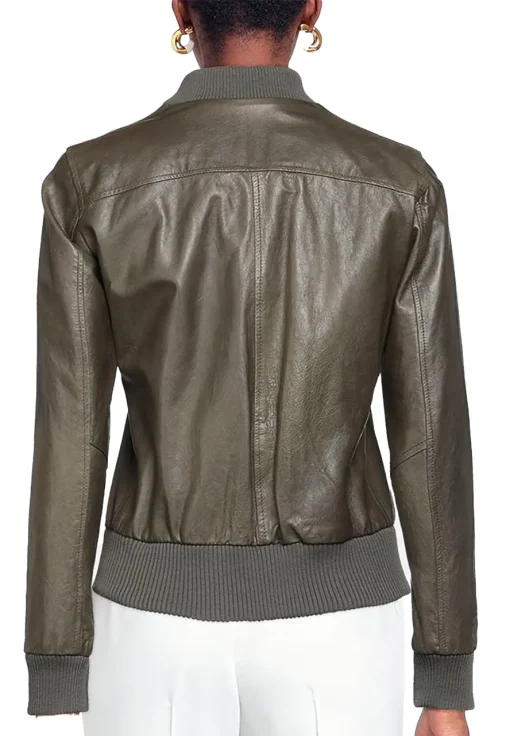 womens-bomber-military-green-faux-leather-jacket