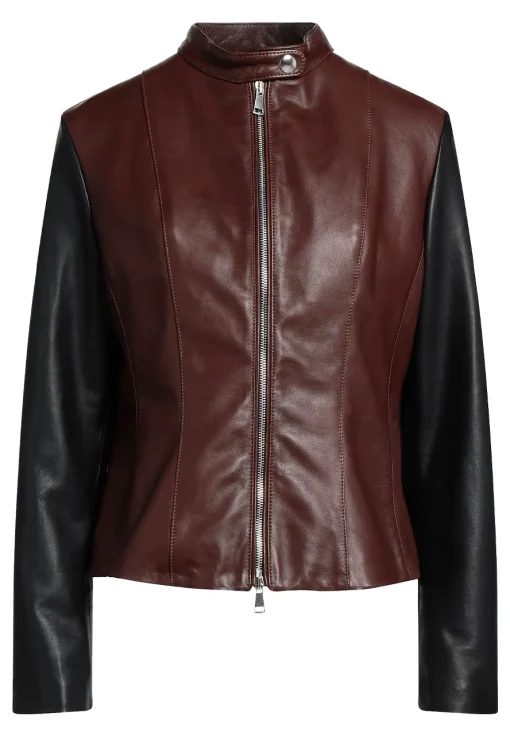 womens-brown-faux-leather-biker-jacket-with-black-sleeve