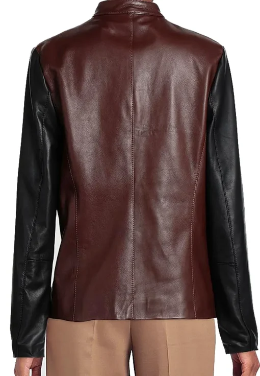 womens-brown-faux-leather-biker-jacket-with-black-sleeve