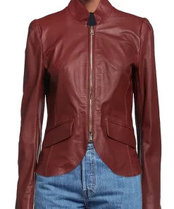 womens-burgundy-faux-leather-blazer