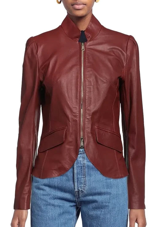 womens-burgundy-faux-leather-blazer
