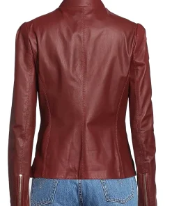 womens-burgundy-faux-leather-blazer