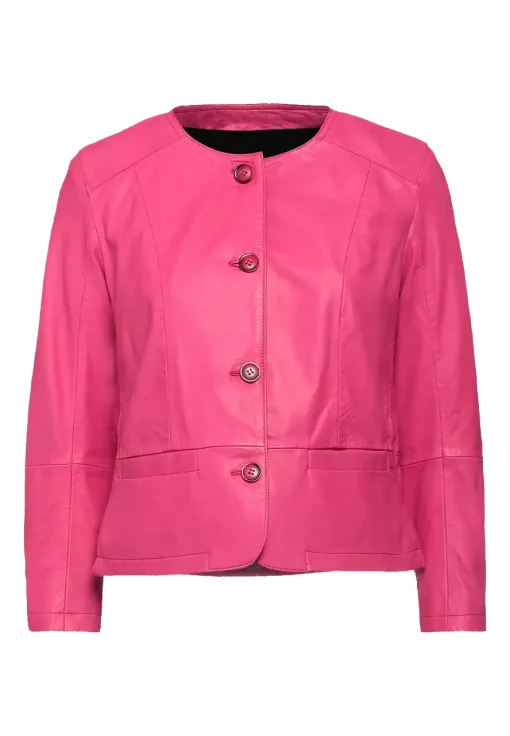 womens-button-front-fuchsia-faux-leather-jacket