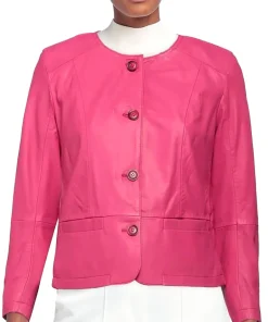 womens-button-front-fuchsia-faux-leather-jacket