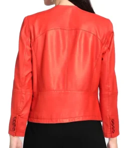 womens-button-front-orange-faux-leather-jacket