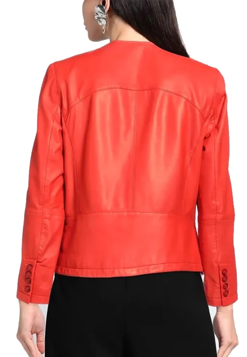 womens-button-front-orange-faux-leather-jacket