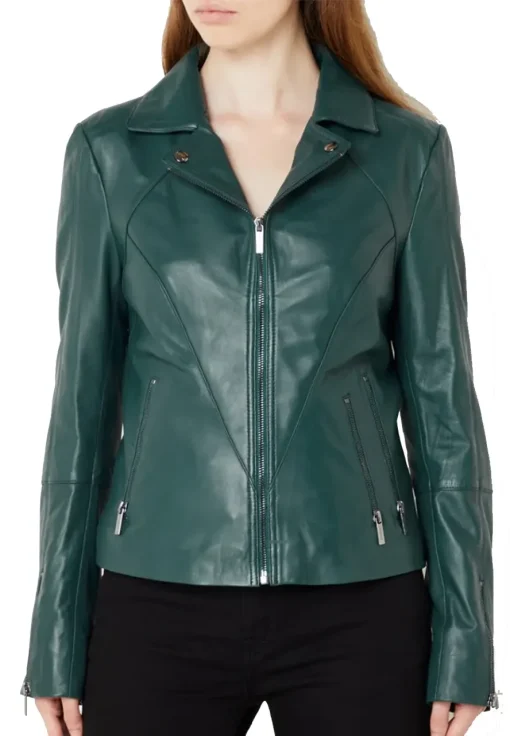 womens-cherry-green-faux-leather-biker-jacket-with-zip-pockets