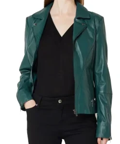womens-cherry-green-faux-leather-biker-jacket-with-zip-pockets