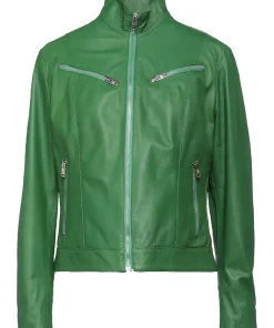 womens-cinzia-green-faux-leather-jacket