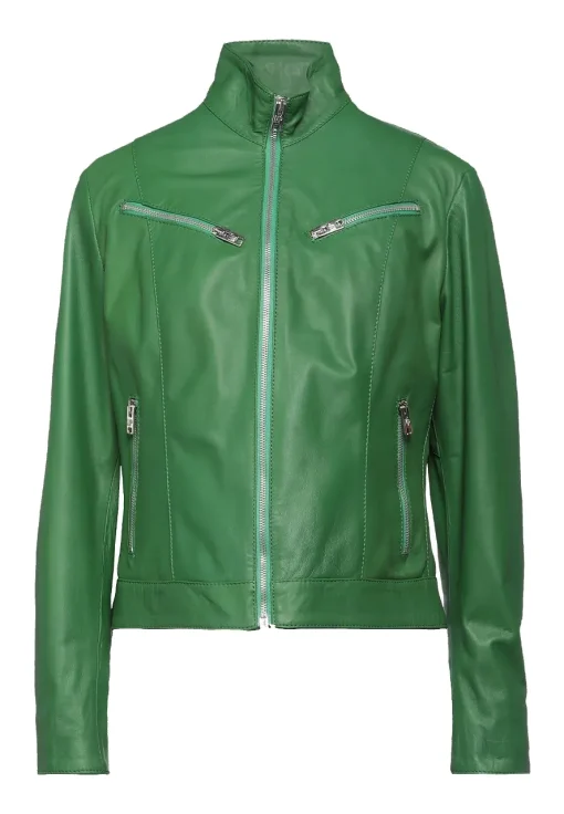 womens-cinzia-green-faux-leather-jacket
