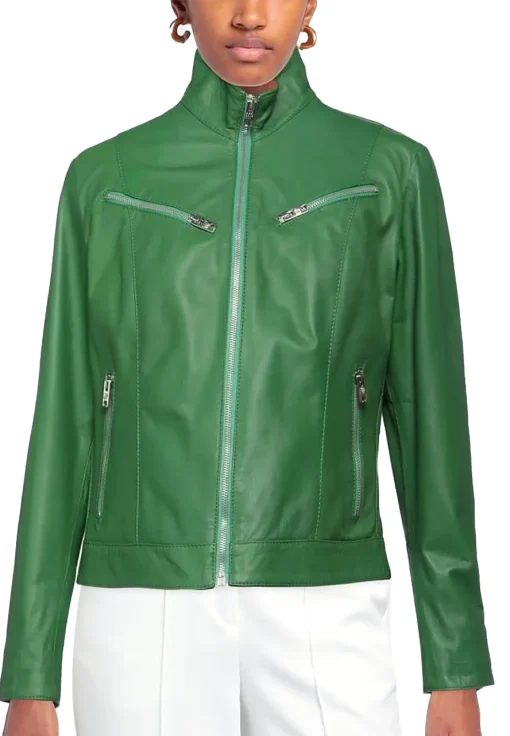 womens-cinzia-green-faux-leather-jacket
