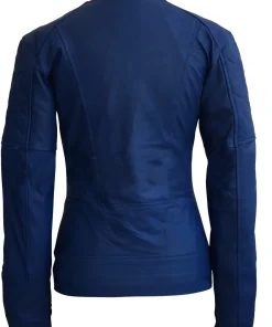 womens-collarless-blue-faux-leather-quilted-shoulder-jacket